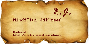 Mihályi József névjegykártya